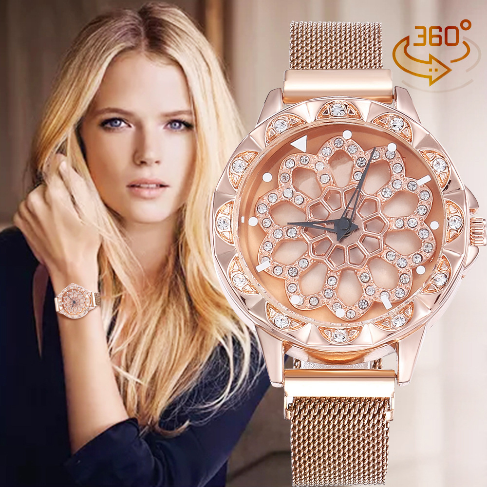 Lux Watch - Fashion Women Flower Rhinestone Wrist Watches