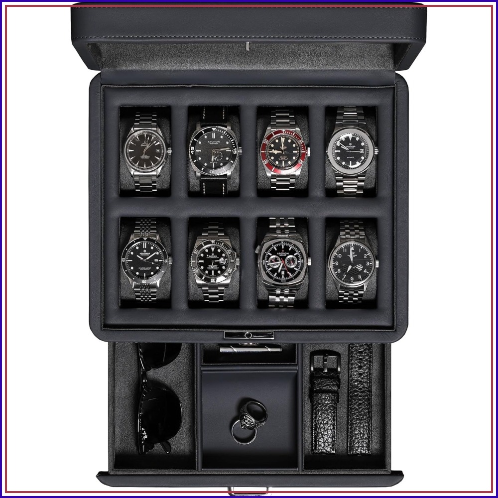 Luxury Watch Storage - 8 Slot Leather Watch Box with