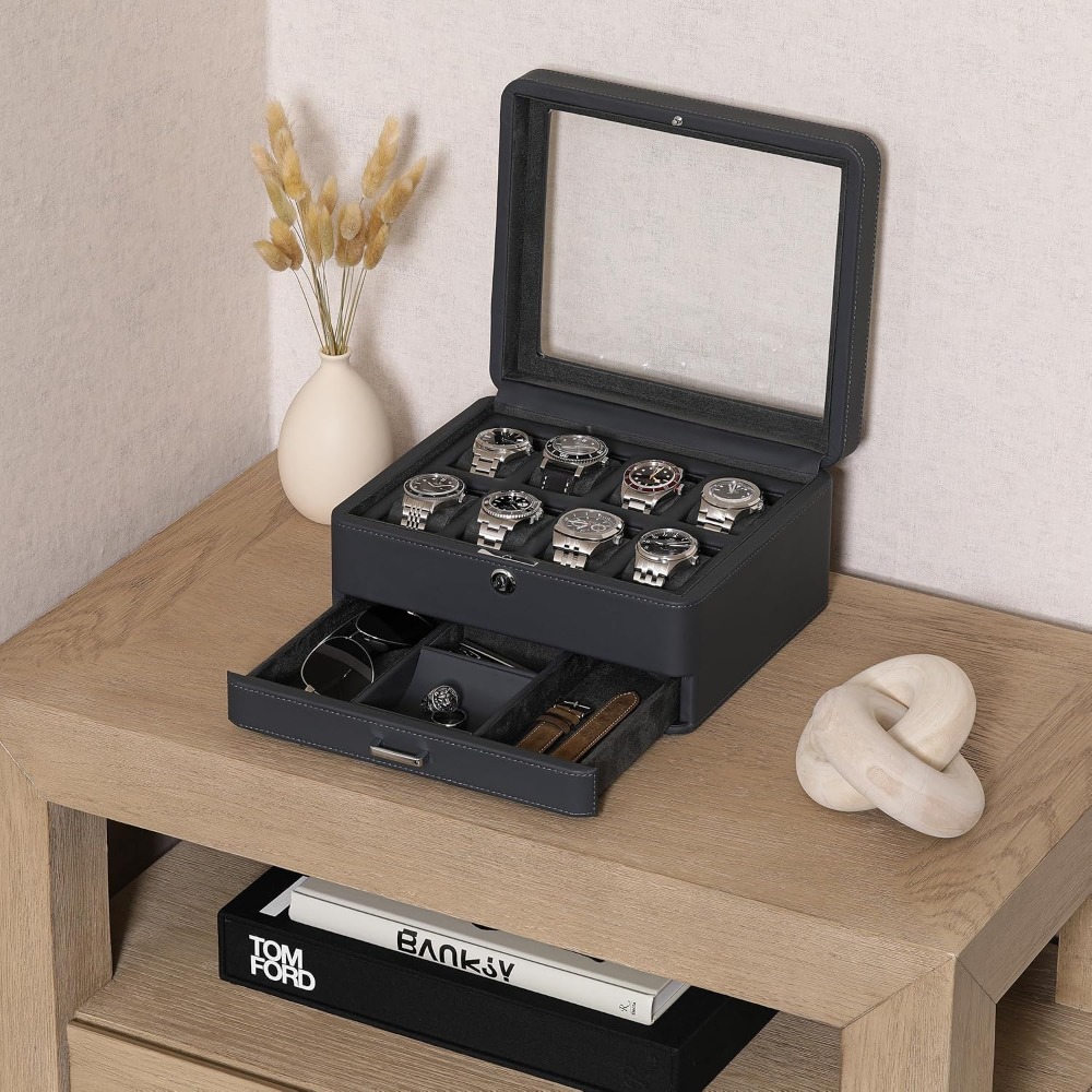 8 Slot Leather Watch Box with  - Luxury Watch Storage 리뷰 및 가격
